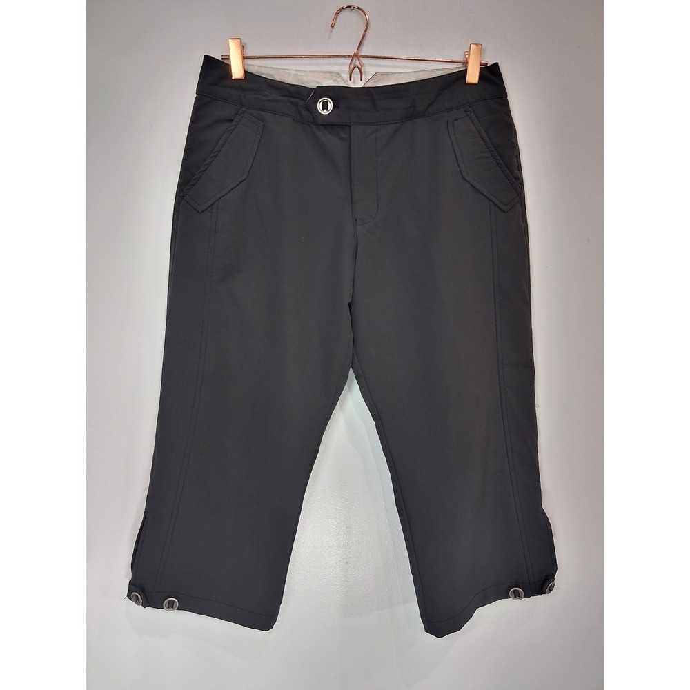 REI Womens 12 Hiking Capris Charcoal Gray UPF 50 Stretch Outdoor Crop Pants‎